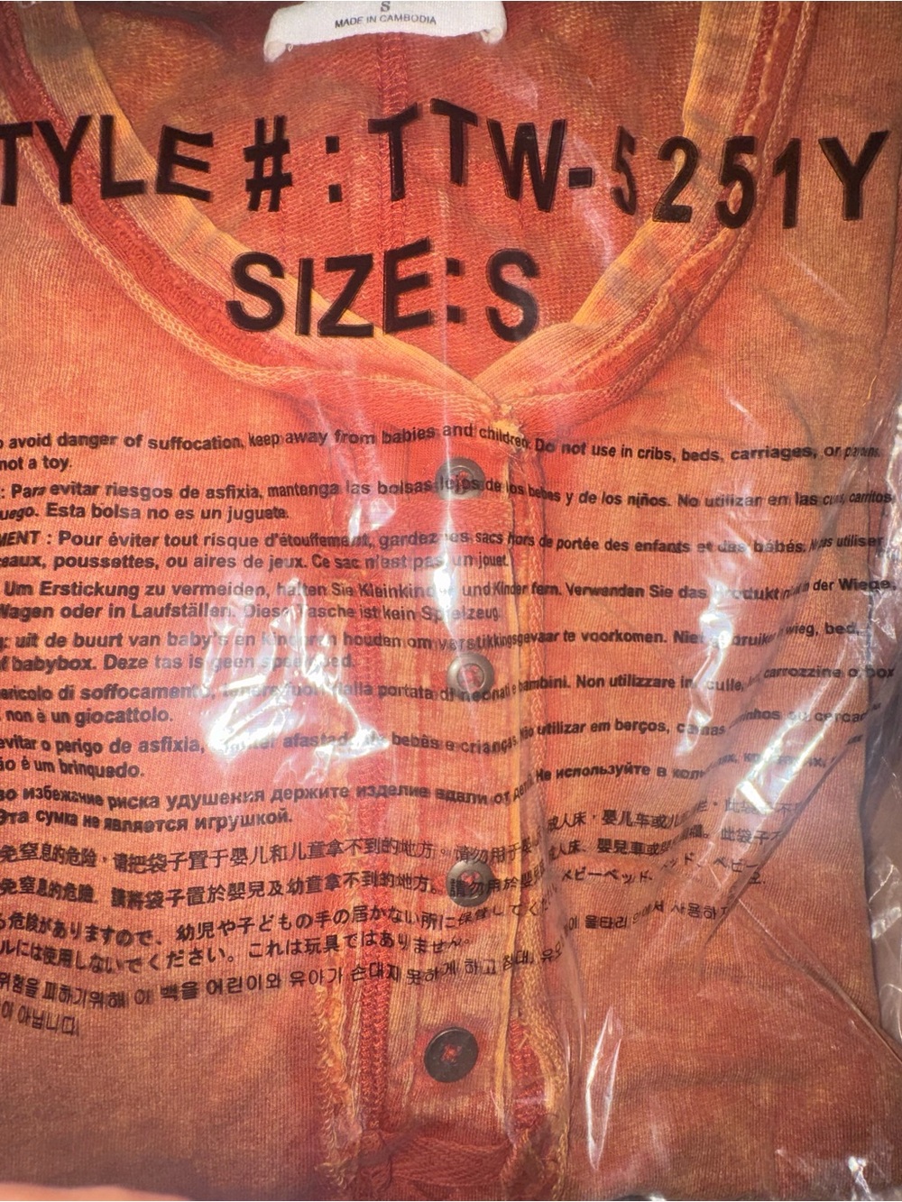 Zenana Sz Sm Washed Half-Button Raw Edge Sleeveless Henley Tank Top-Rust Orange - Picture 5 of 6